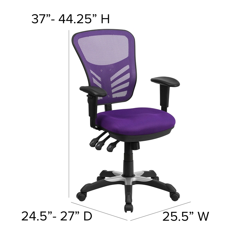 Flash Furniture Nicholas Mid-Back Purple Mesh Multifunction Office Chair