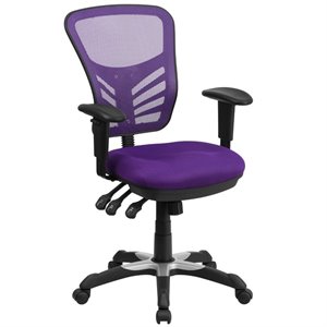 Flash Furniture Mid Back Mesh Swivel Office Chair in Purple
