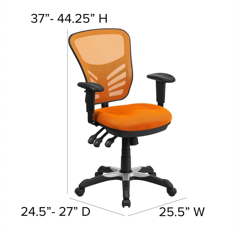 Flash Furniture Nicholas Mid-Back Orange Mesh Multifunction Office Chair