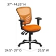Flash Furniture Nicholas Mid-Back Orange Mesh Multifunction Office Chair