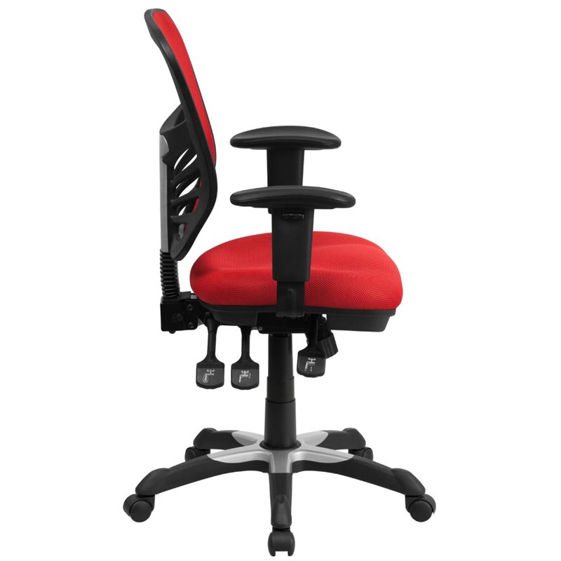 Flash Furniture Mid Back Mesh Swivel Office Chair in Red