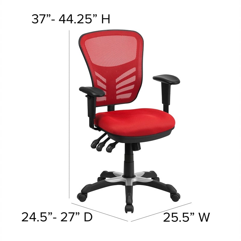 Flash Furniture Nicholas Mid-Back Red Mesh Multifunction Office Chair