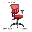 Flash Furniture Nicholas Mid-Back Red Mesh Multifunction Office Chair