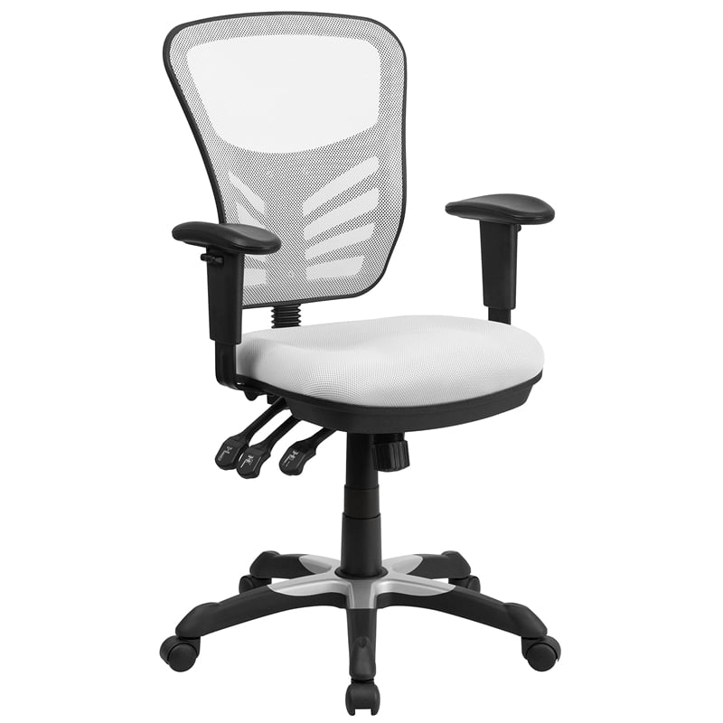 Flash Furniture Nicholas Mid Back Mesh Swivel Office Chair in White
