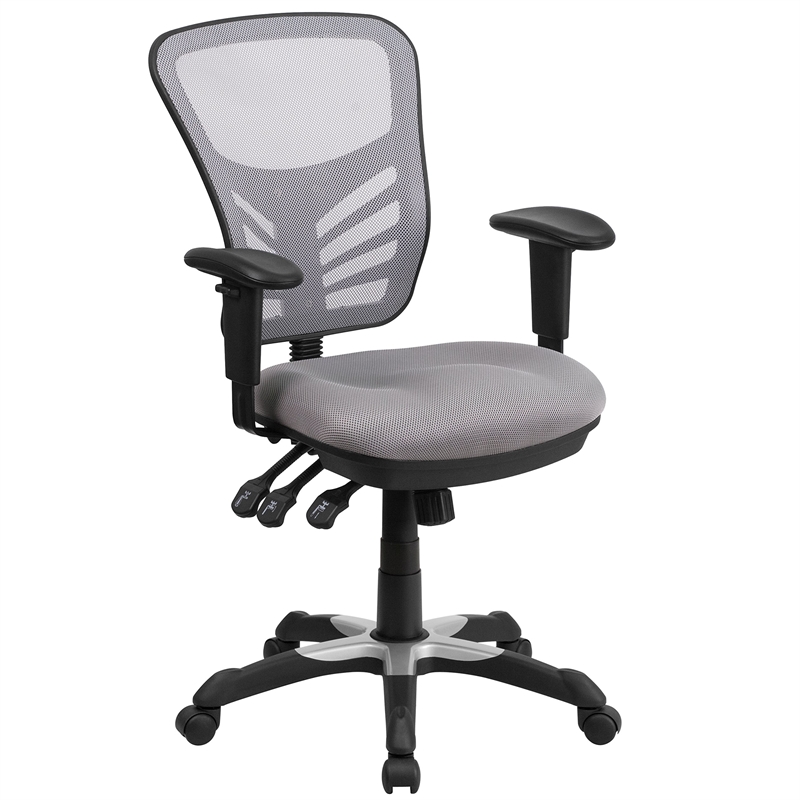 Flash Furniture Nicholas Mid Back Mesh Swivel Office Chair in Gray