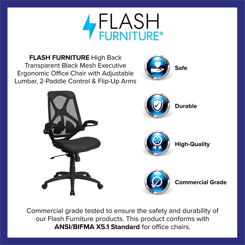 Flash Furniture High Back Mesh Swivel Office Chair in Black
