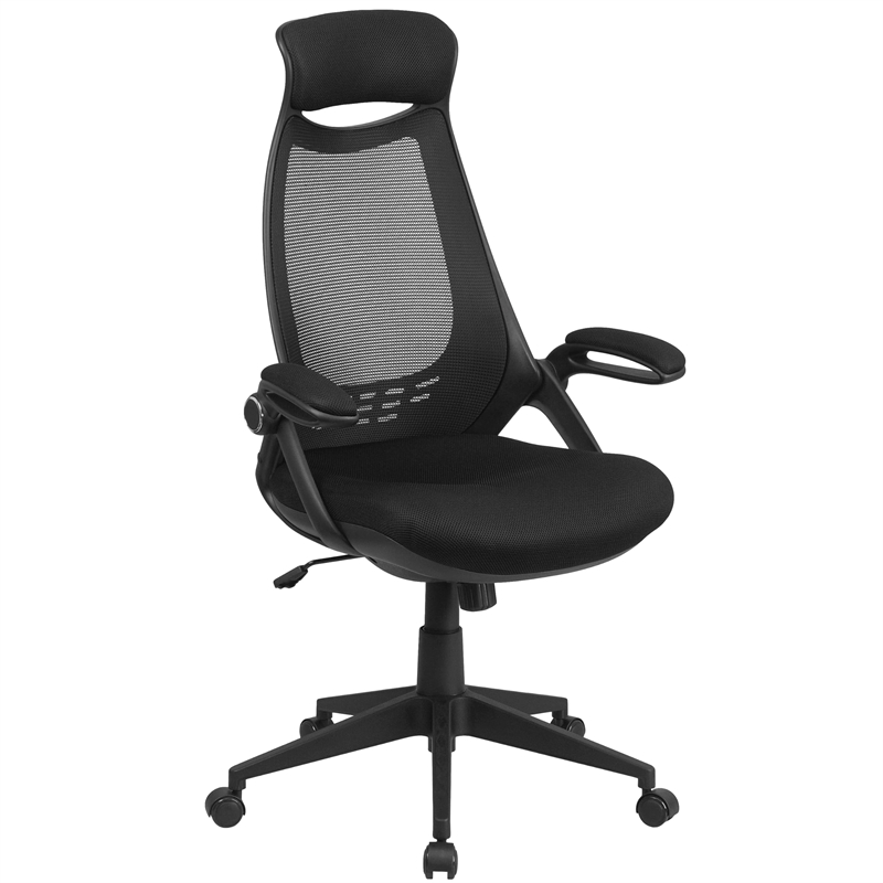 Flash Furniture High Back Mesh Swivel Office Chair in Black