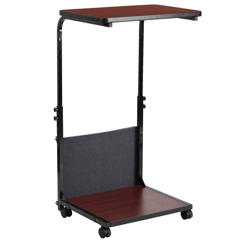 Flash Furniture Mobile Computer Cart in Mahogany