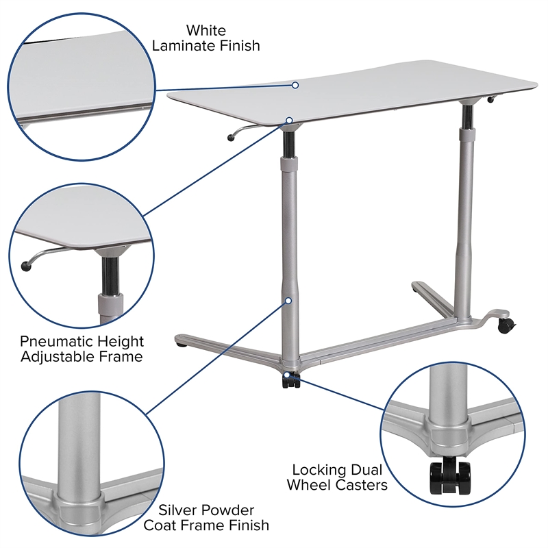 Flash Furniture Sit-Downand Stand-Up Desk In Light Gray