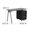 Flash Furniture 3 Drawer Glass Top Home Office Desk in Black