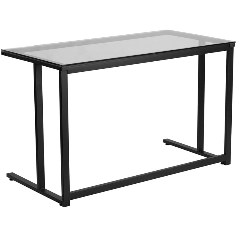 Flash Furniture Glass Top Writing Desk in Black