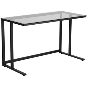 Flash Furniture Glass Top Writing Desk in Black