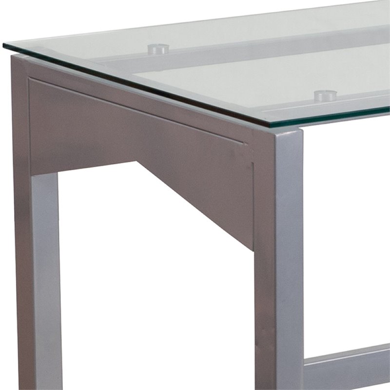 Flash Furniture Glass Top Writing Desk in Silver