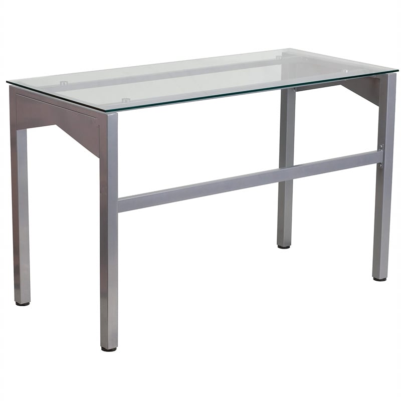 Flash Furniture Glass Top Writing Desk in Silver