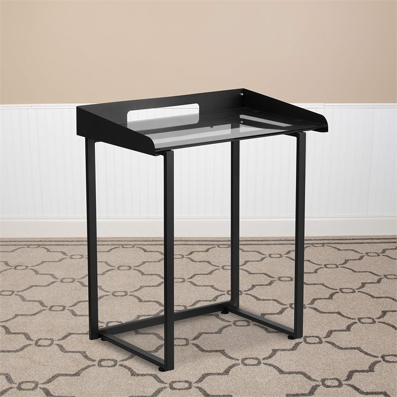 Flash Furniture Glass Top Writing Desk in Black