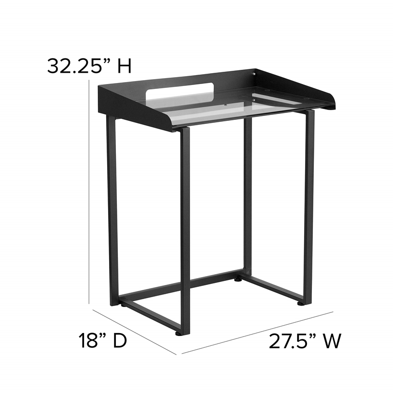 Flash Furniture Glass Top Writing Desk in Black