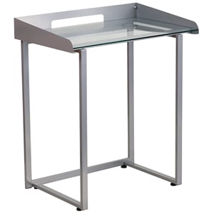 Flash Furniture Glass Top Writing Desk in Silver