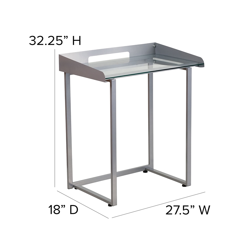 Flash Furniture Glass Top Writing Desk in Silver