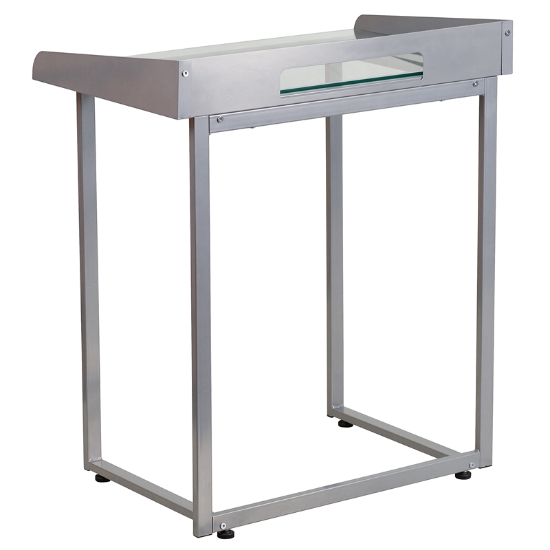 Flash Furniture Glass Top Writing Desk in Silver