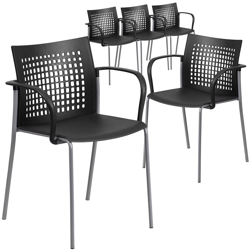 Flash Furniture Hercules Plastic Air Vent Back Stacking Chair in Black