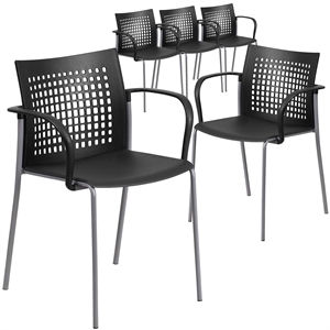 Flash Furniture Hercules Plastic Air Vent Back Stacking Chair in Black