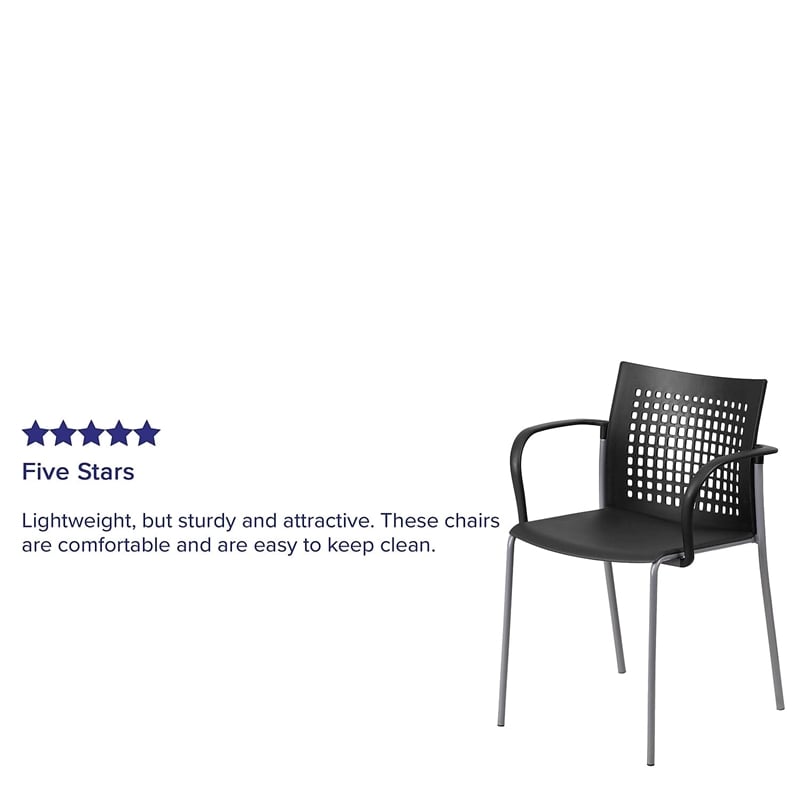 Flash Furniture Hercules Plastic Air Vent Back Stacking Chair in Black
