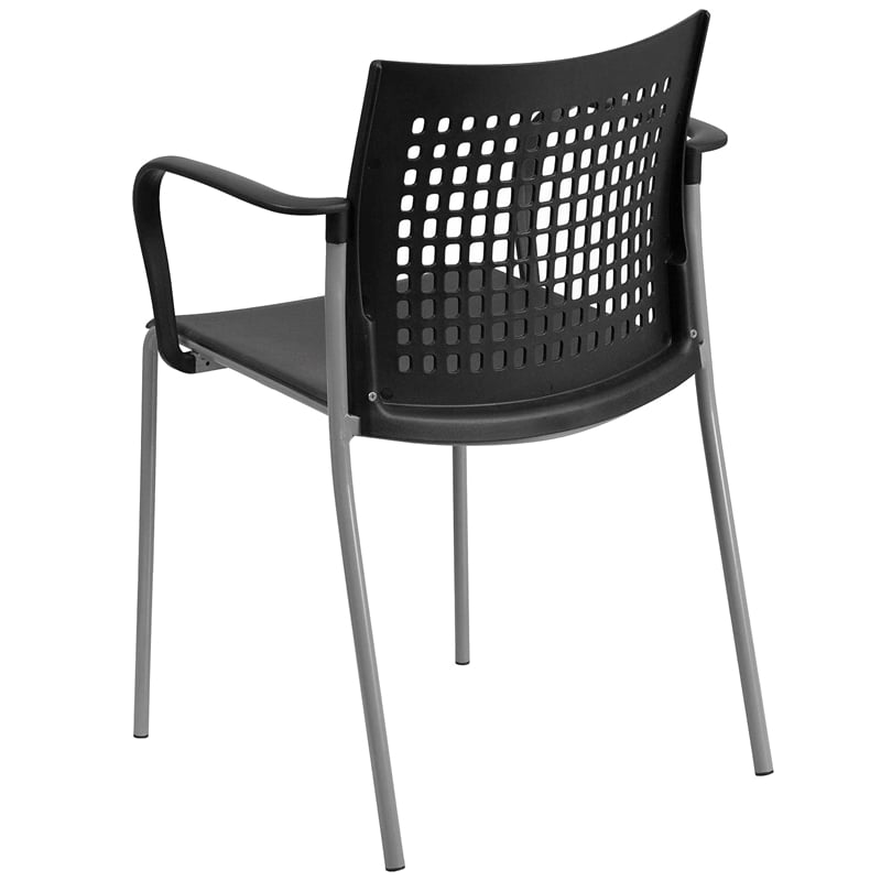 Flash Furniture Hercules Plastic Air Vent Back Stacking Chair in Black