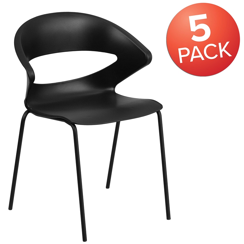 Flash Furniture Hercules Plastic Cafe Stacking Chair in Black