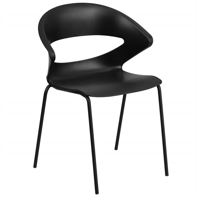 Flash Furniture Hercules Plastic Cafe Stacking Chair in Black