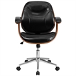 Flash Furniture Leather Swivel Office Chair in Black and Walnut