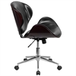 Flash Furniture Leather Swivel Office Chair in Black and Mahogany
