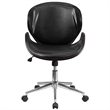 Flash Furniture Leather Swivel Office Chair in Black and Mahogany