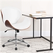 Flash Furniture Leather Swivel Office Chair in White and Walnut