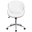 Flash Furniture Leather Swivel Office Chair in White and Walnut