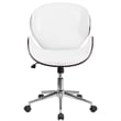 Flash Furniture Leather Swivel Office Chair in White and Mahogany
