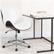 Flash Furniture Leather Swivel Office Chair in White and Mahogany