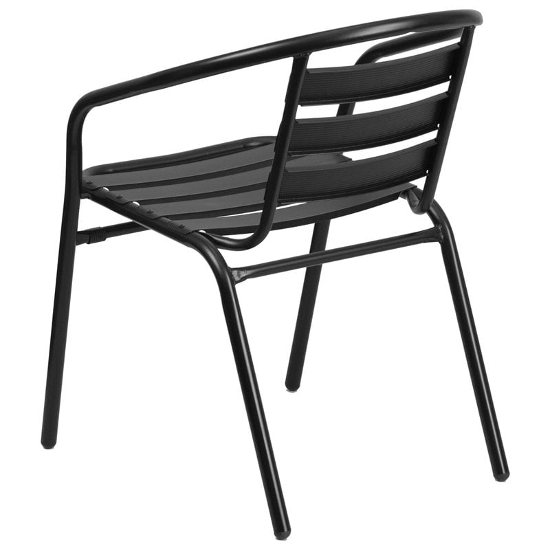 Flash Furniture Metal Stacking Patio Chair in Black