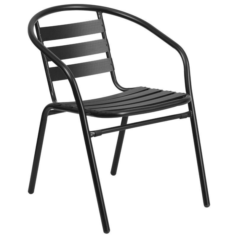 Metal Stacking Patio Chair In Black