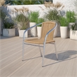 Flash Furniture Aluminum and Rattan Stacking Patio Chair in Beige