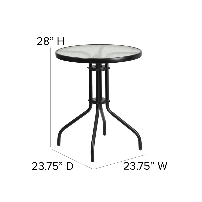 Flash Furniture 3 Piece Round Patio Bistro Set in Black