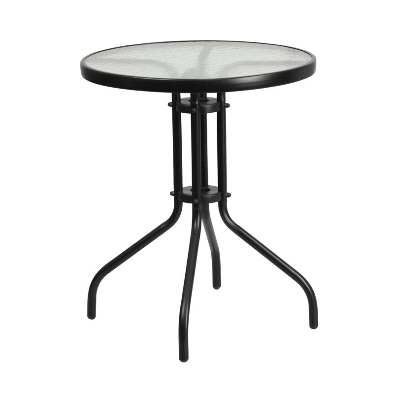 Flash Furniture 3 Piece Round Patio Bistro Set in Black