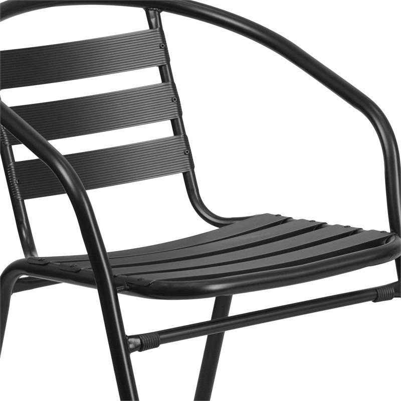 Flash Furniture 3 Piece Round Patio Bistro Set in Black