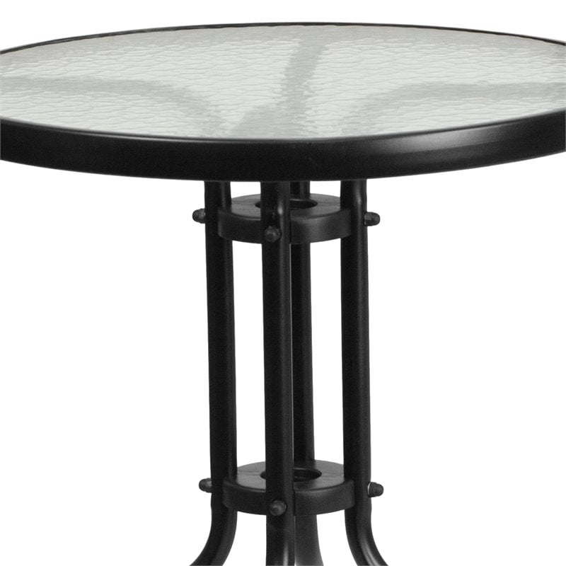 Flash Furniture 3 Piece Round Patio Bistro Set in Black