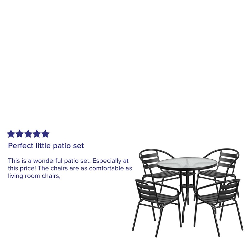 Flash Furniture 5 Piece Round Patio Dining Set in Black