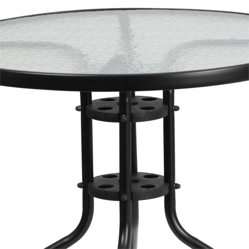 Flash Furniture 5 Piece Round Patio Dining Set in Black
