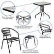 Flash Furniture 3 Piece Square Patio Bistro Set in Black