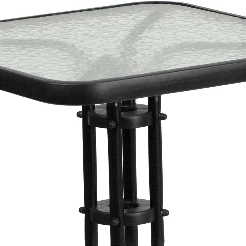 Flash Furniture 3 Piece Square Patio Bistro Set in Black