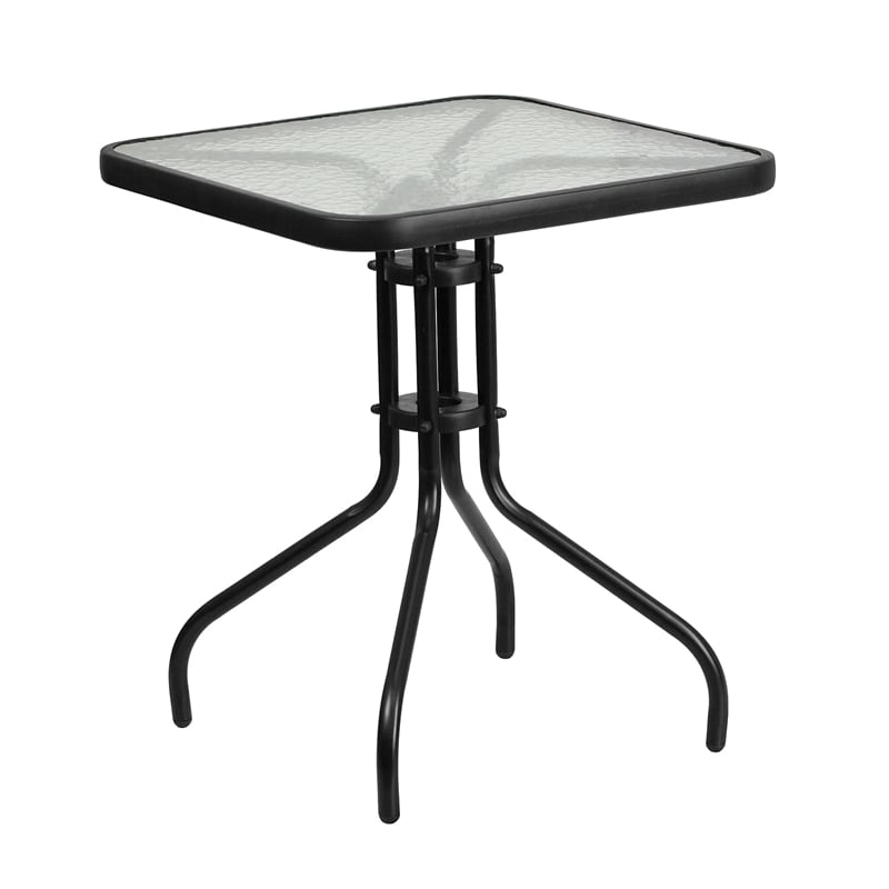 Flash Furniture 3 Piece Square Patio Bistro Set in Black