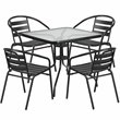 Flash Furniture 5 Piece Square Patio Dining Set in Black