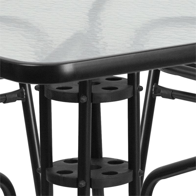 Flash Furniture 5 Piece Square Patio Dining Set in Black